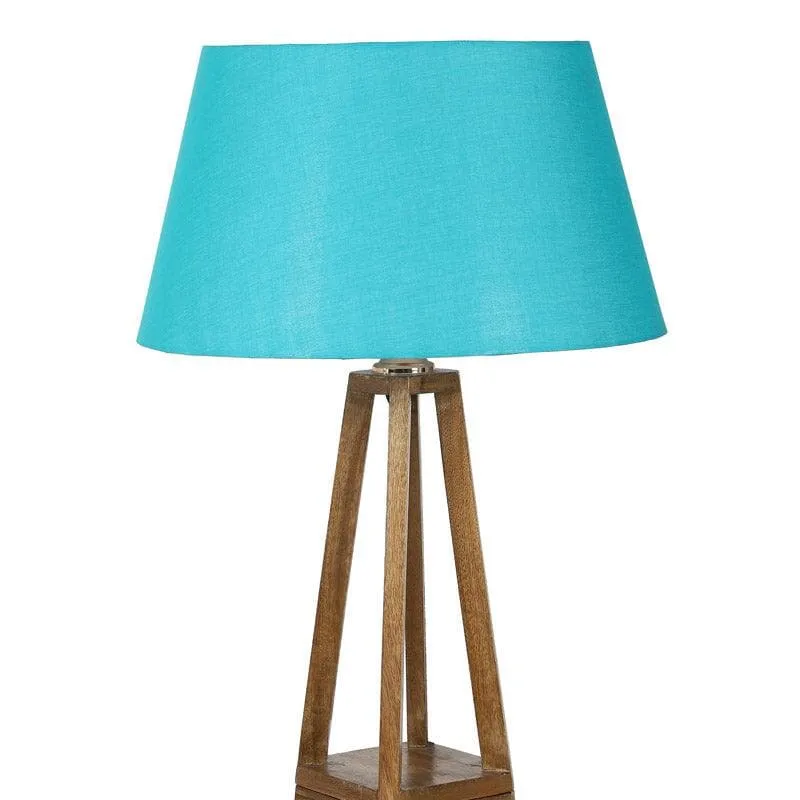 Blace Netima Wooden Floor Lamp With Shelf - Blue media 5