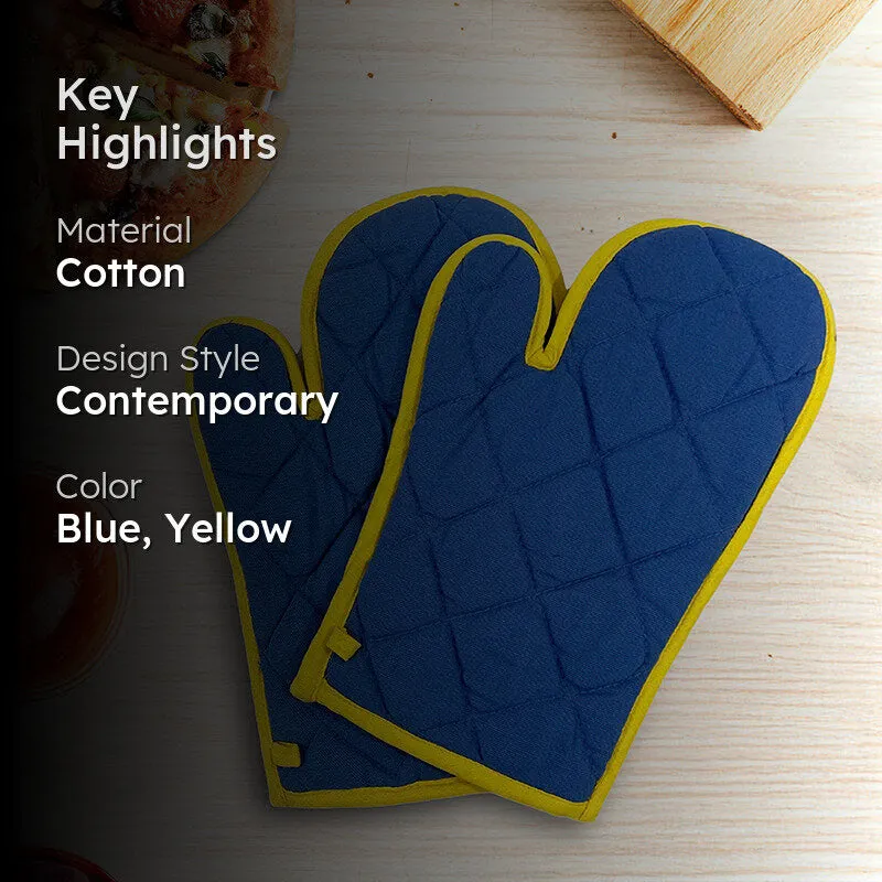 Swayam Teplo Kitchen Gloves (Royal Blue & Yellow) - Set Of Two media 2