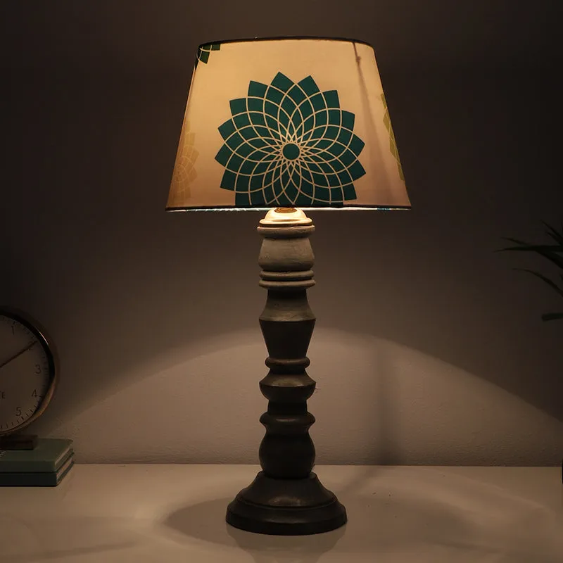Akari Bantu Printed Mango Wood Table Lamp - Blue,White,Green media 1