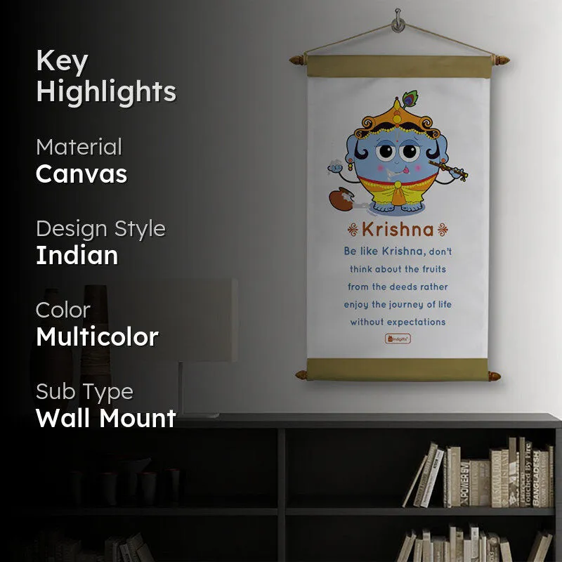 Whimsy Cute Krishna Motivational Canvas Wall Accent media 2
