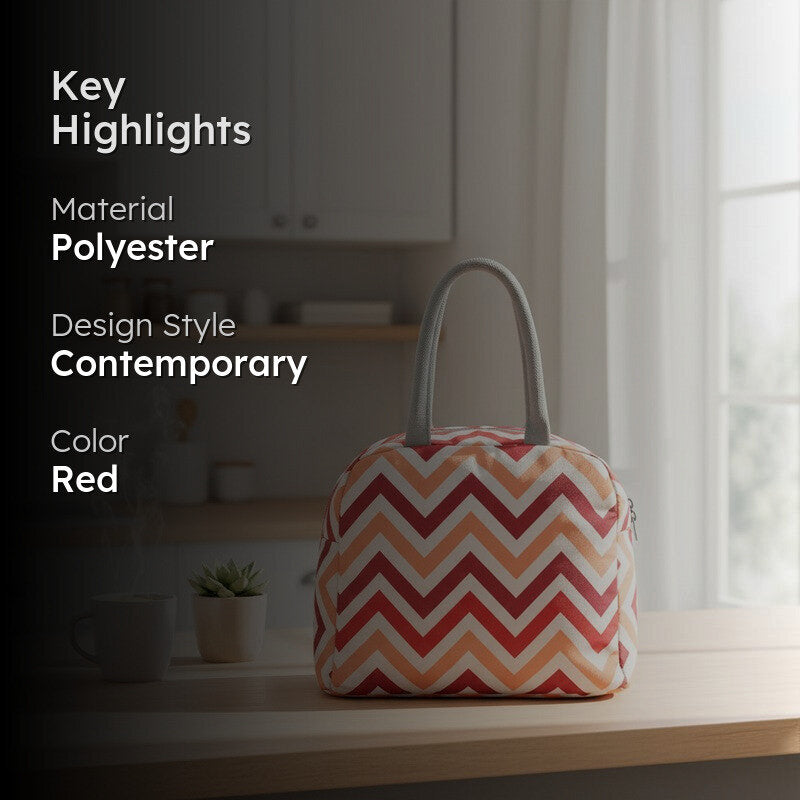 Gridex Polyester Lunch Bag - Red & White media 2