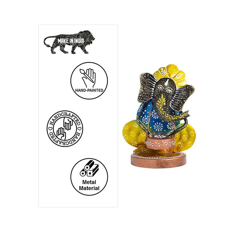 Ganesh Playing Damru Iron Handcrafted Idol media 6