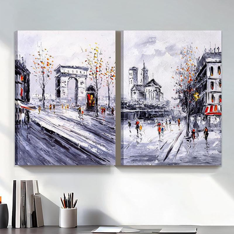 Streets Of Wonder Canvas Wall Painting - Set Of Two