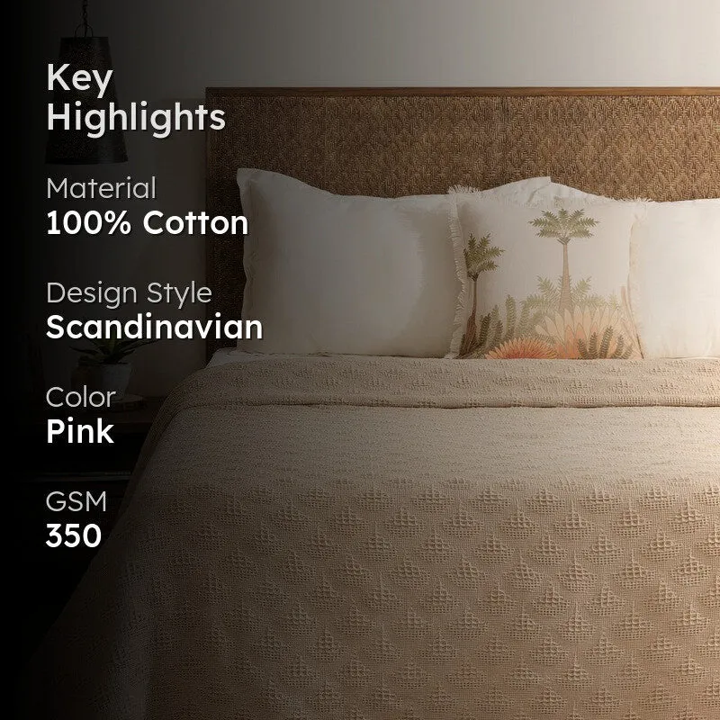 Geo Haven Cotton Bedcover (Beige) (350 Gsm) - Two Piece Set media 2