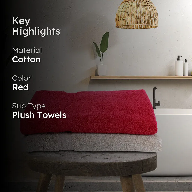 Junia Bath Towel (Red & Beige) - Set Of Two media 2