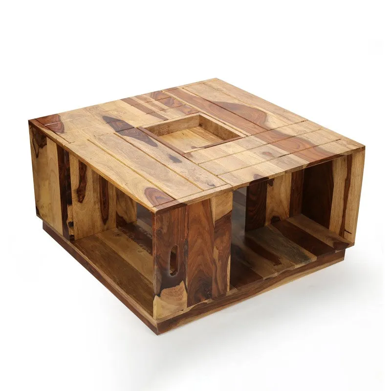 Uervon Sheesham Wooden Center Table - Brown media 5