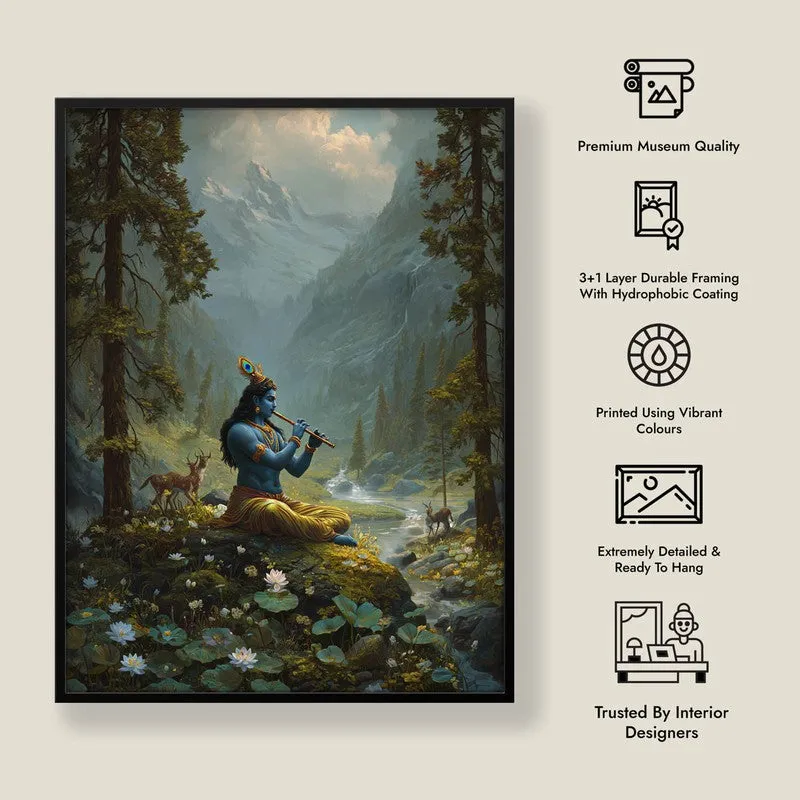 Vrindavan Bihari Lord Krishna Playing Fluit II Archival Paper Wall Art media 8