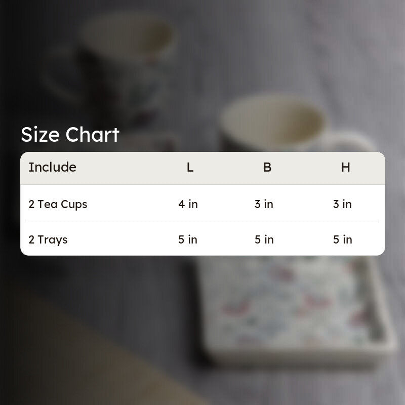 Exora Floral Cup And Tray - Four Piece Set media 5