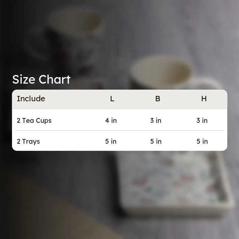 Exora Floral Cup And Tray - Four Piece Set media 5
