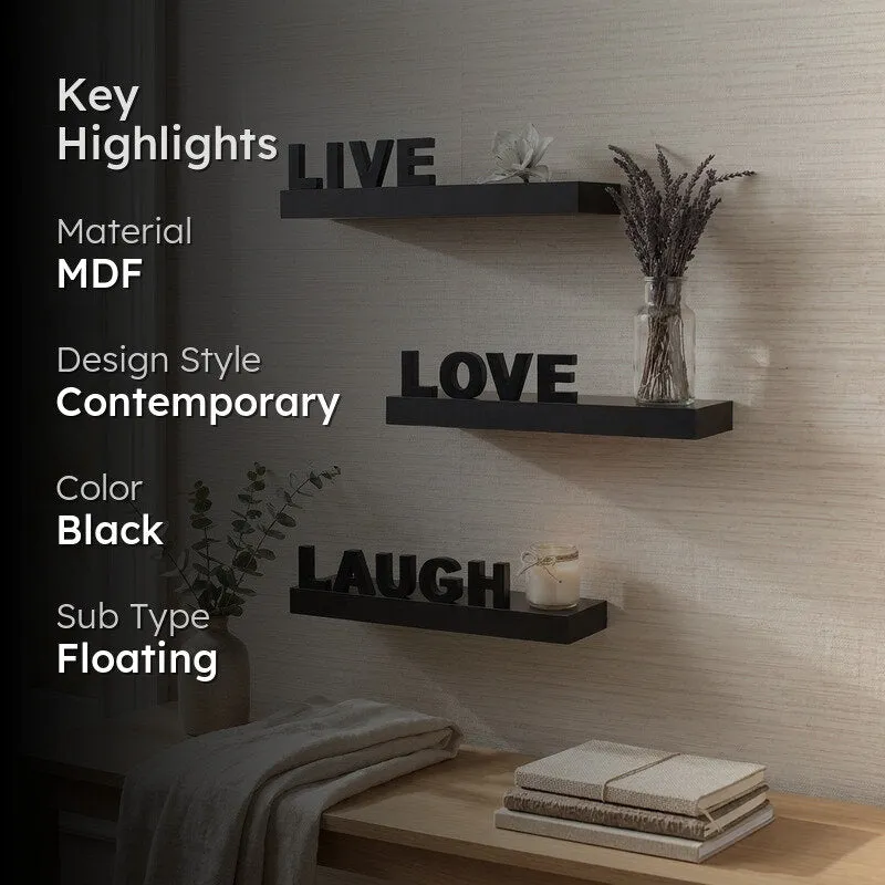 Live Love Laugh Wall Shelf - Black media 2