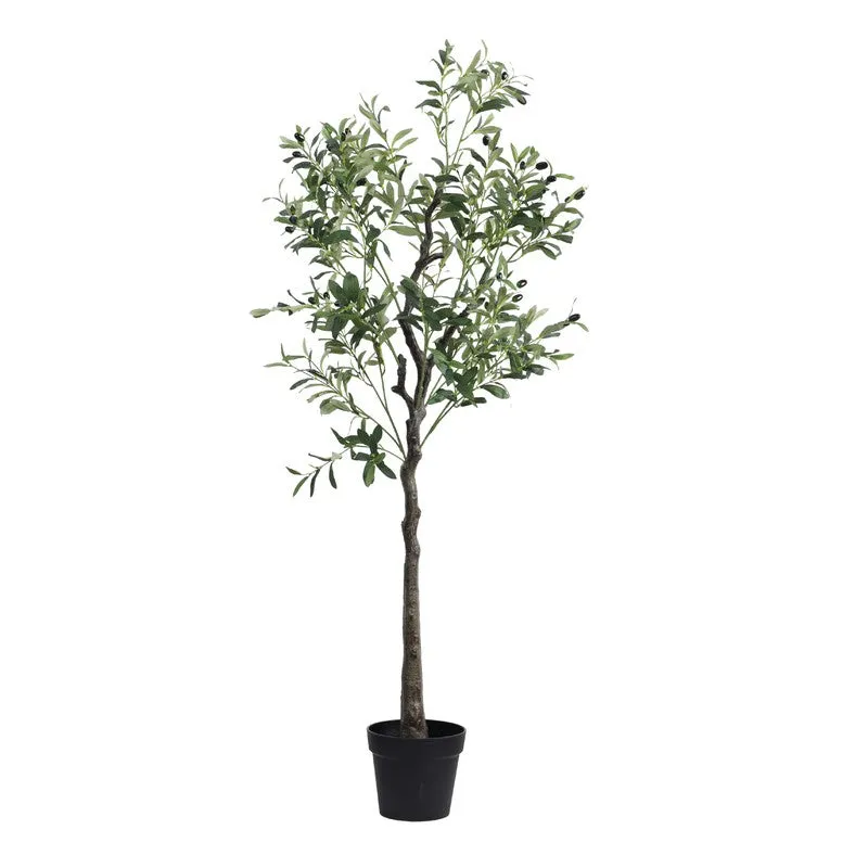 Artificial Olive Plant With Black Plastic Pot - 5 ft media 3