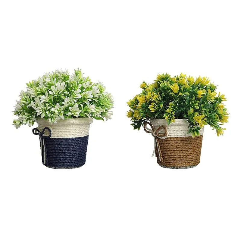 Alba Faux Artificial Plant In Basket Pot (Brown & Blue) - Set Of Two media 3