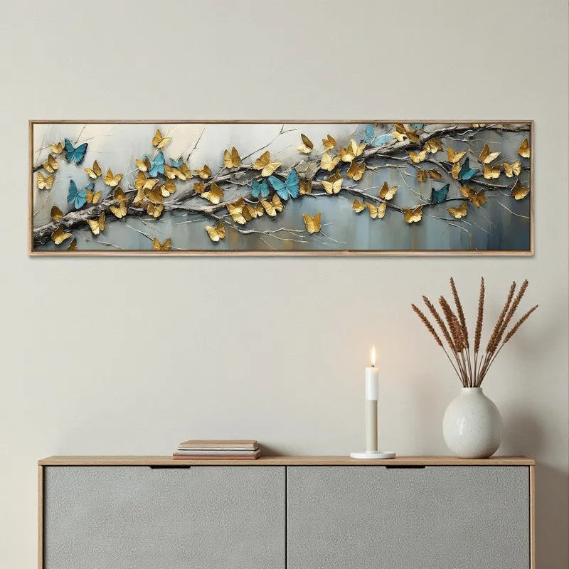 Bough of Blooms Canvas Wall Art With Frame - Gold & Grey media 1