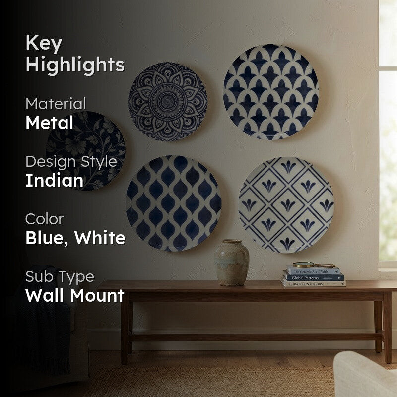 Indigo Rhythm Metal Wall Plates - Set Of Five media 2