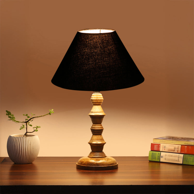 Cotin II Timber Wooden Table Lamp - Black,Brown