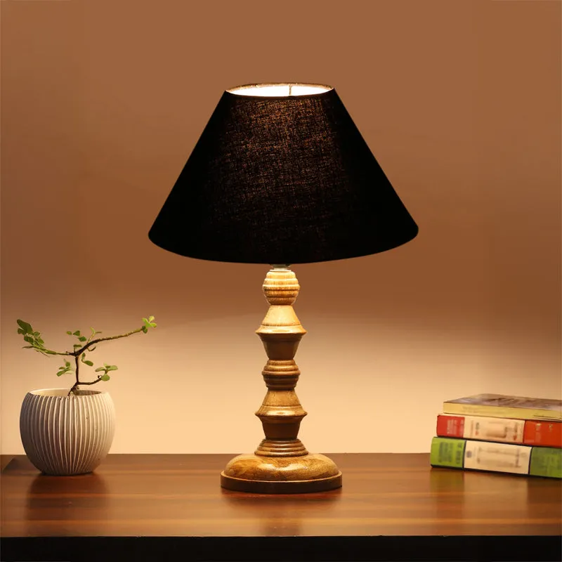Cotin II Timber Wooden Table Lamp - Black,Brown media 1