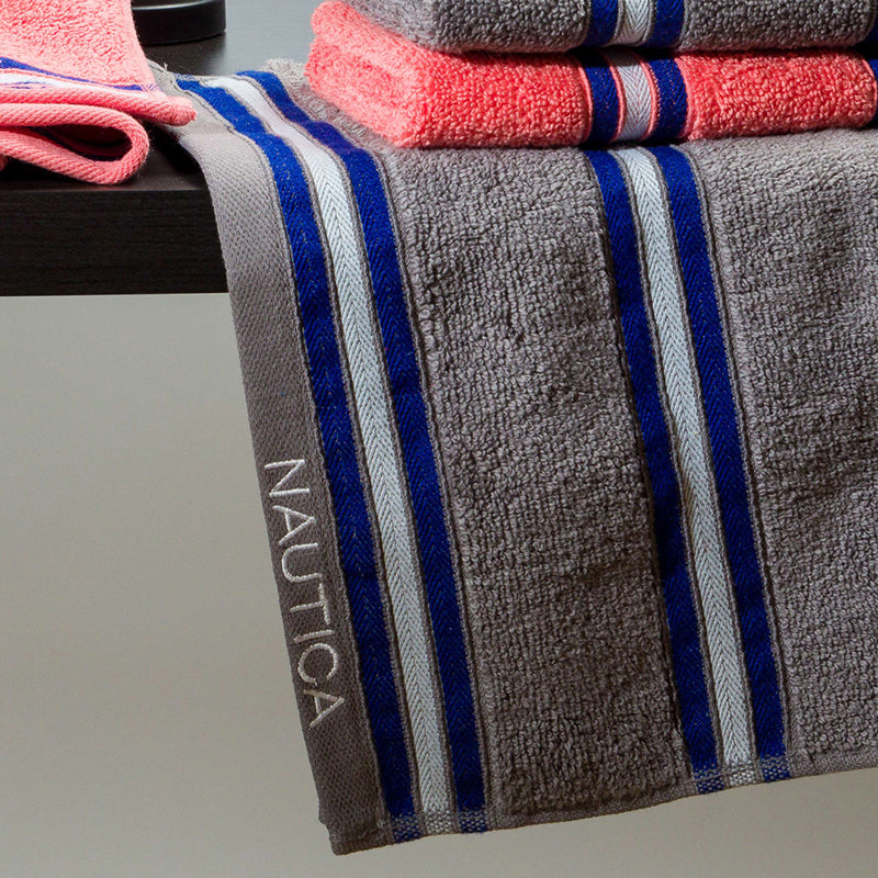 Nautica Dove Dual Cotton Hand & Face Towel (Grey & Coral) - Set Of Four media 3