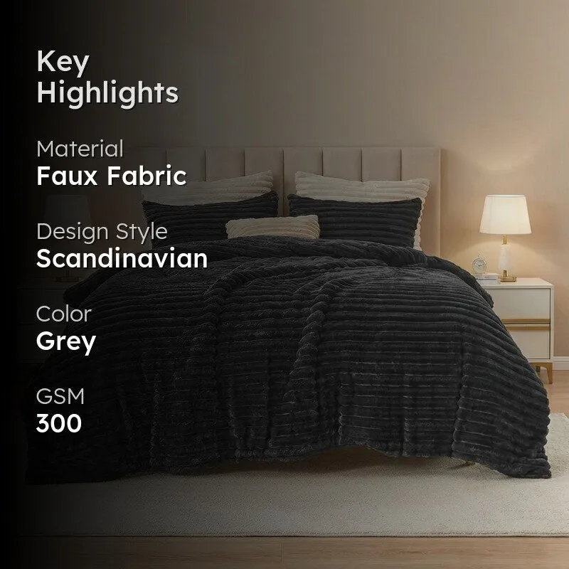 Sleep Scape Faux Fabric Blanket (Grey)- 300 GSM media 2