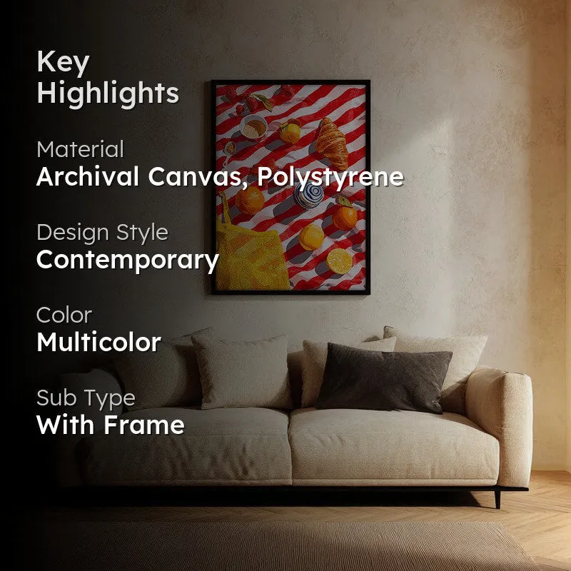 Azure Feast Canvas Wall Painting - Black Frame media 2