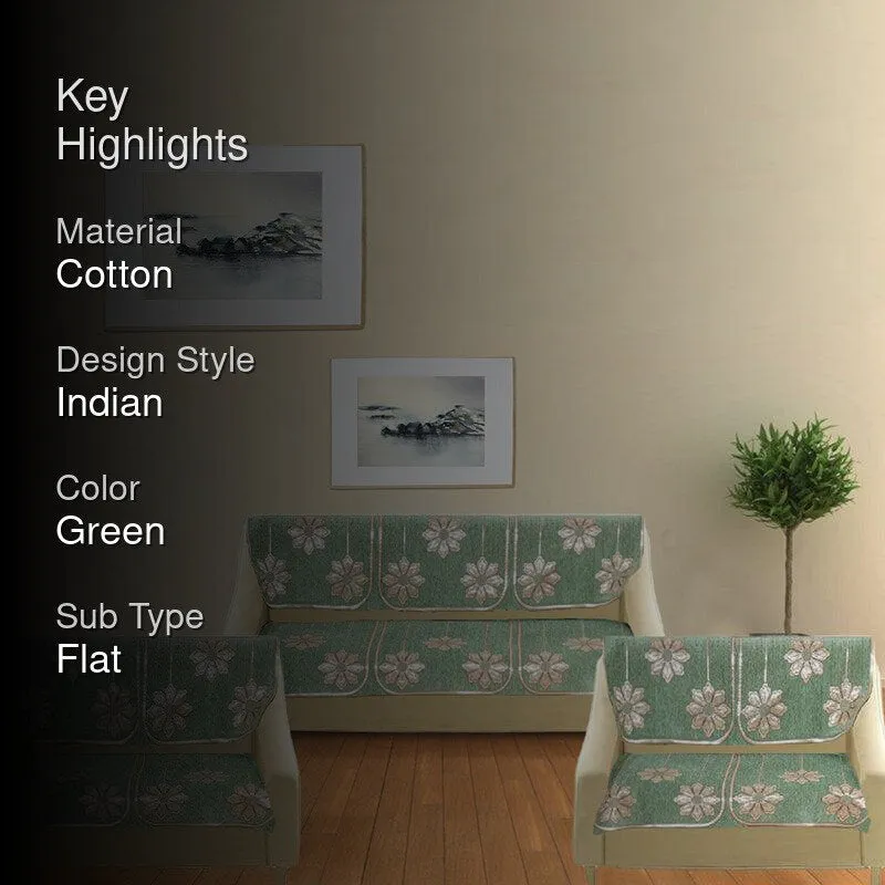 Mitha Floral Sofa Cover (Green) media 2