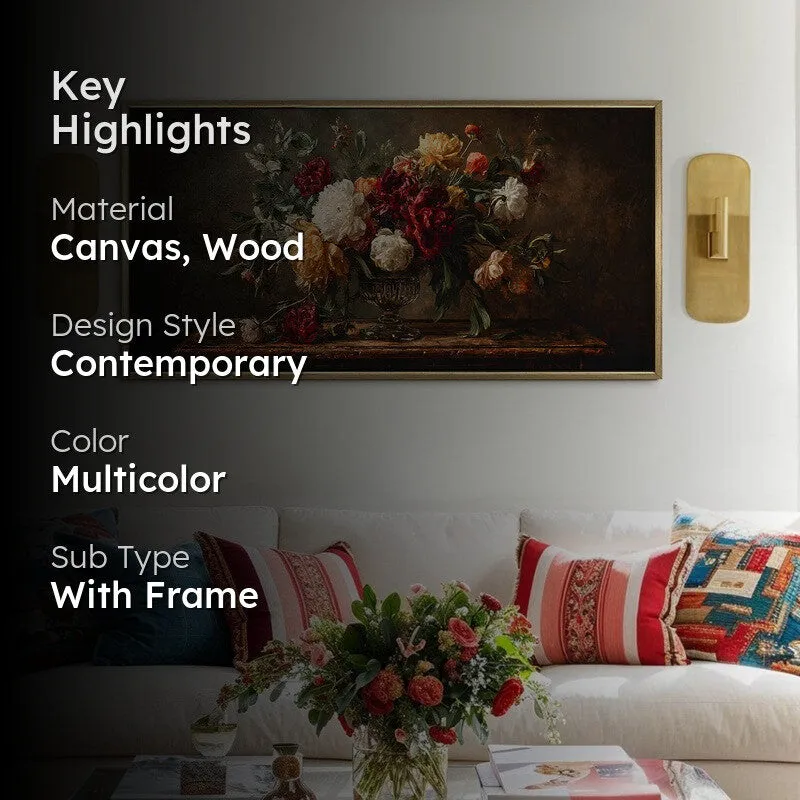 Velour Bloom Canvas Wall Painting With Frame media 2