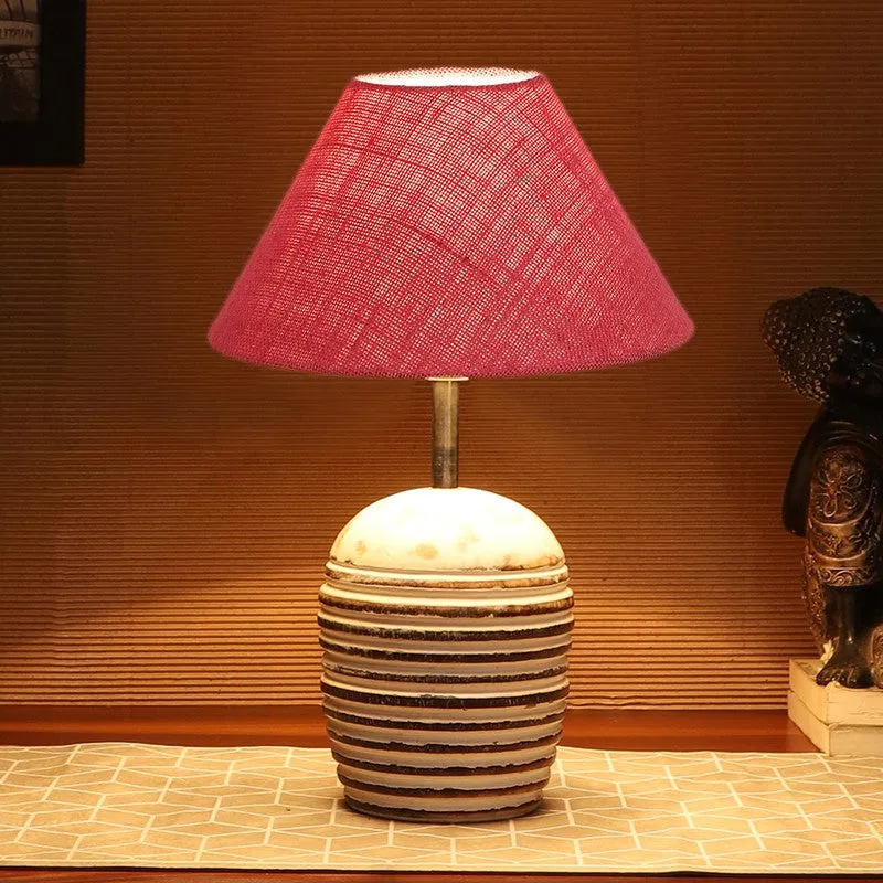 Lumexa Cotton Table Lamp With Wooden Base - Pink media 1