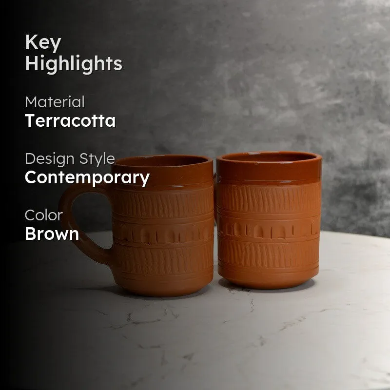 Sediment Terracotta Coffee Mug (440 mL Each) - Set Of Two media 2