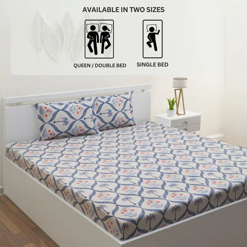 Suite Dreams Cotton Bedsheet (Blue) - 144 TC media 11