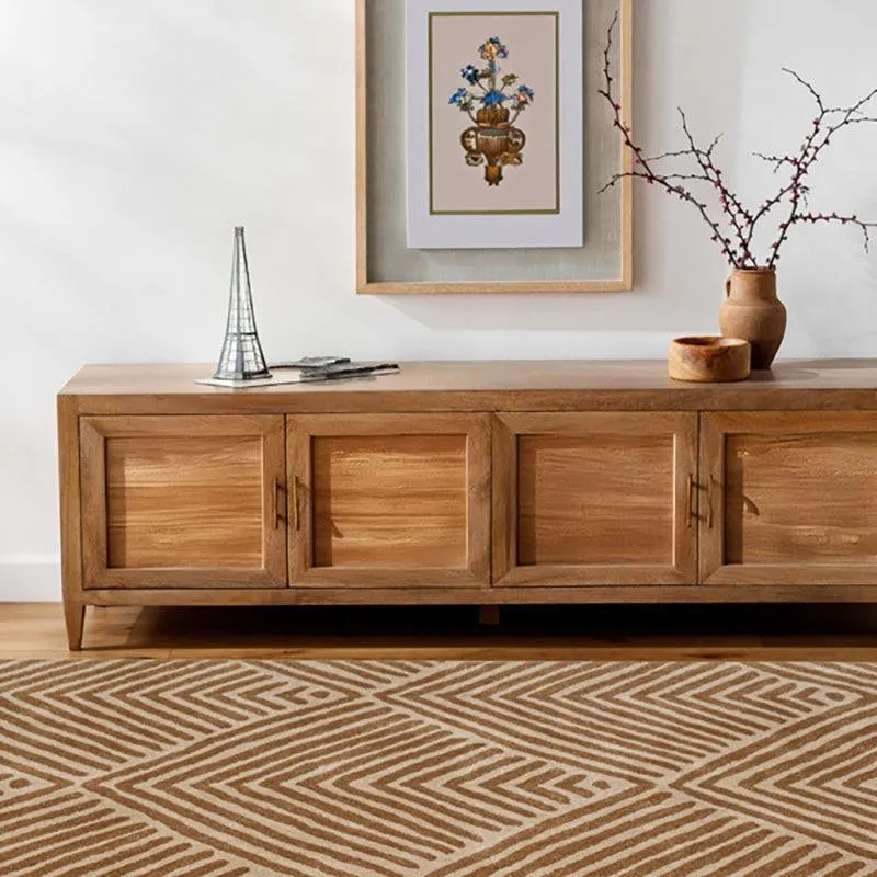 Medon Hand Tufted Geometric Wool & Nylon Carpet - Brown media 8