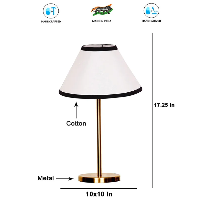 Monochrome Edge Cotton & Metal Table Lamp - White,Gold media 4