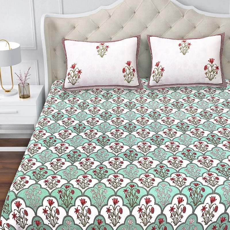 Rupa Cotton Bedsheet (Green, Pink) - 180 TC media 4