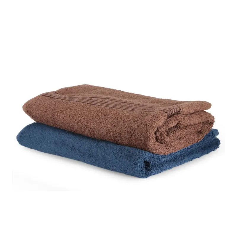 Bodil Bath Towel (Navy Blue & Brown) - Set Of Two media 4