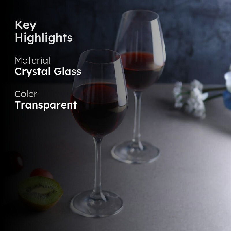 Nova Bohemia Crystal Red Wine Glasses (350 ML) - Set Of Six media 2