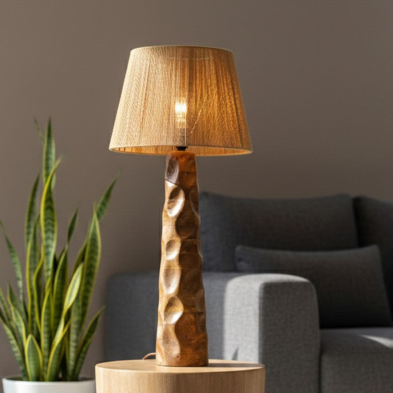 Sculpted Raffia Mango Wood Floor Lamp media 4