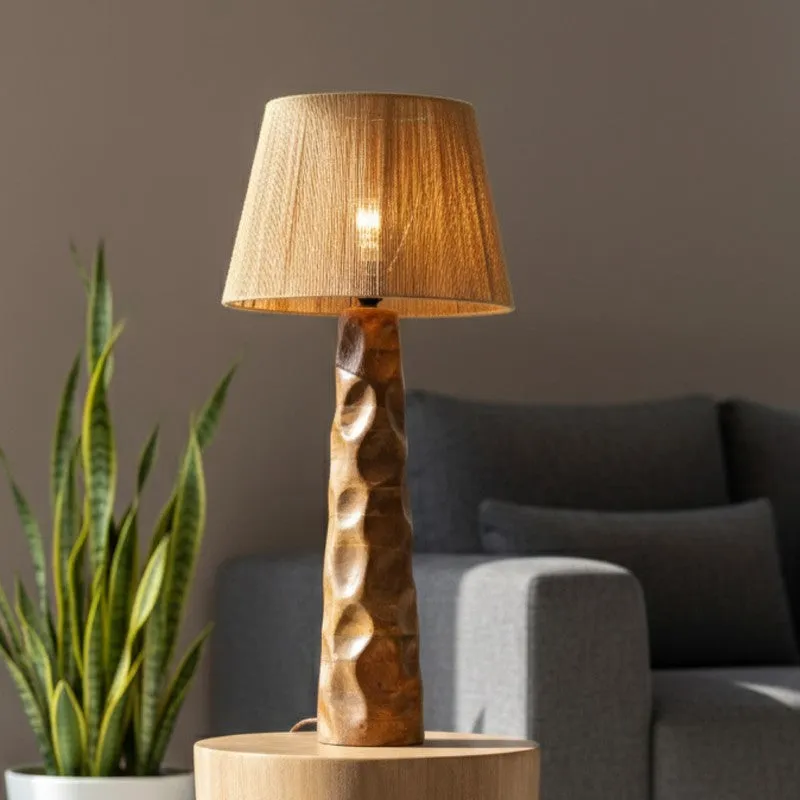 Sculpted Raffia Mango Wood Floor Lamp media 4
