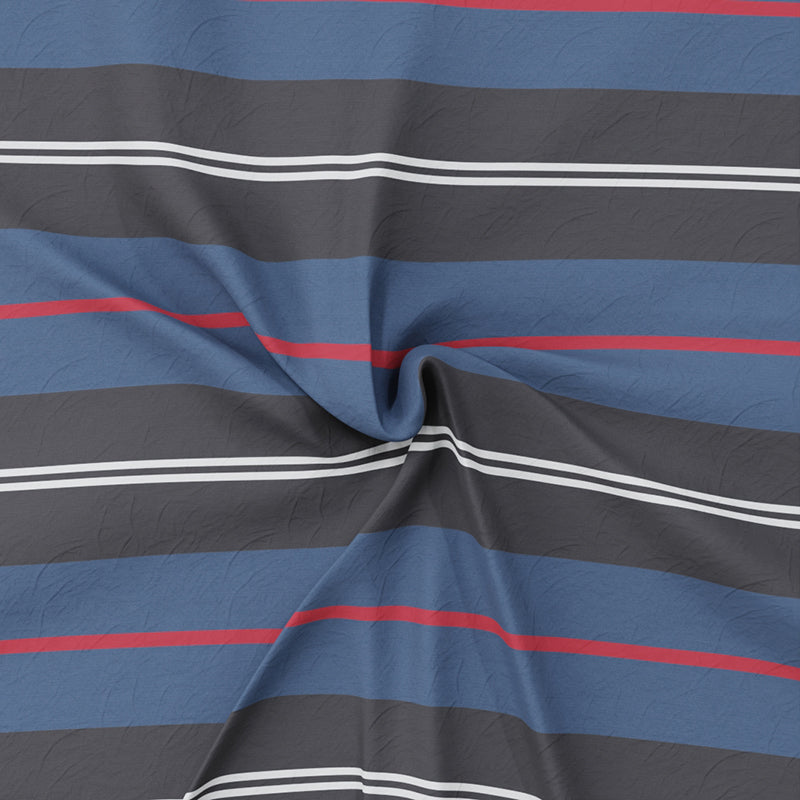 Nautica Stripe Symphony Cotton Bedsheet (Blue & Grey) - 210 TC media 6