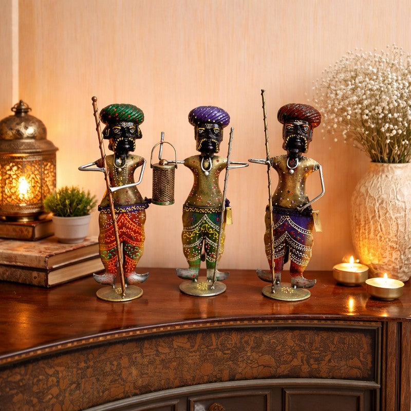 Rajasthani Iron Darbaan Showpieces (Set Of Three) - Set Of Three