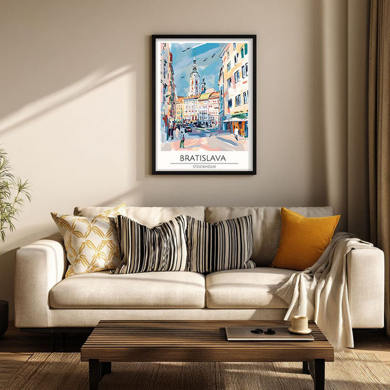Vintage Bratislava Framed Canvas Wall Painting