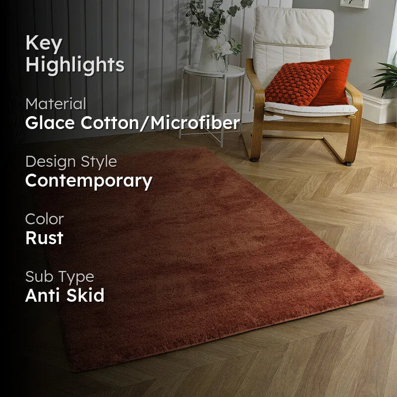 Nuo Luxe Micro Fiber Area Rug - Rust media 2