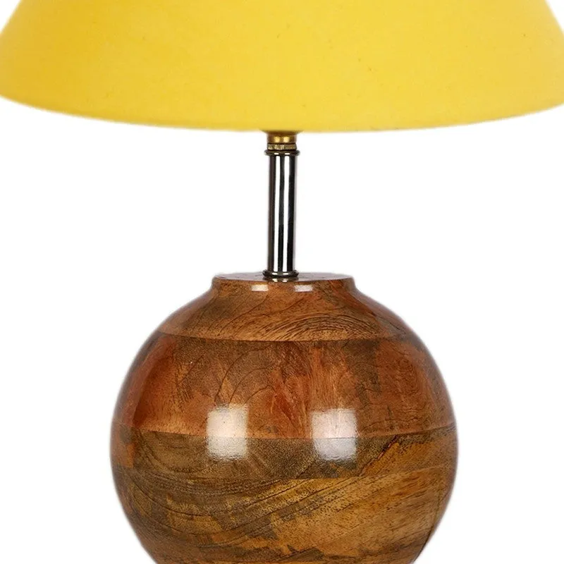 Auryon Cotton Table Lamp With Wooden Base - Yellow media 6
