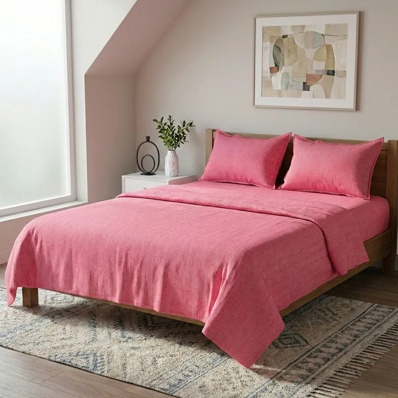 Serene Spread Cotton Bedsheet (Pink) - 220 TC media 1