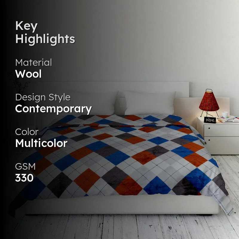 Wovira Geometric Woolen Blanket (Multicolor) - 330 GSM media 2
