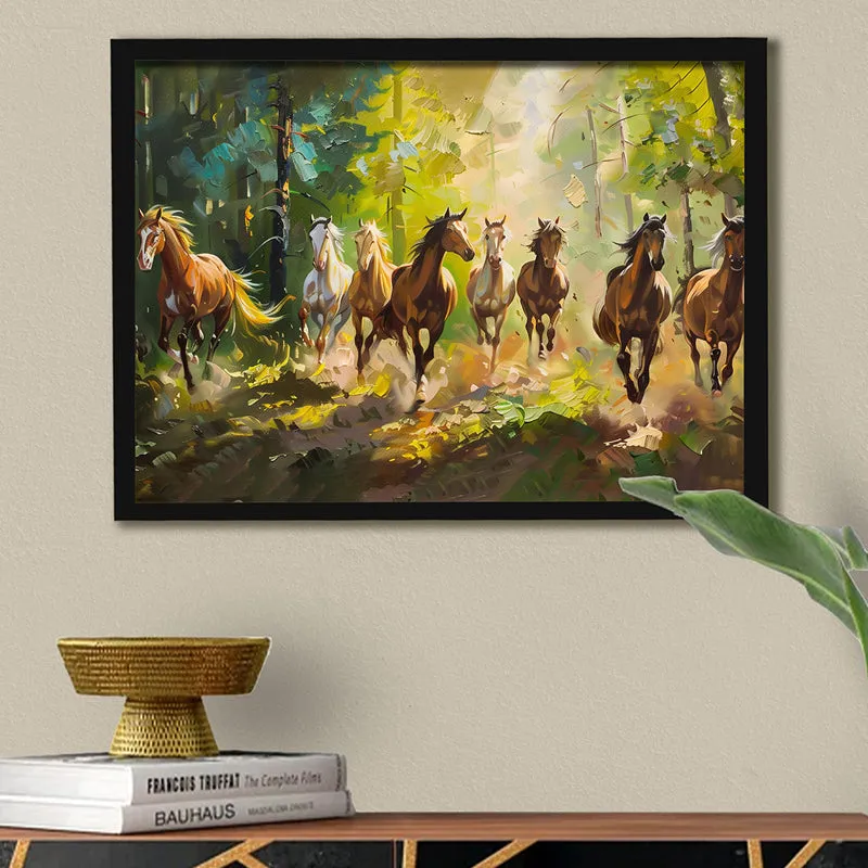 Stallions In Wild Wall Art With Frame media 1