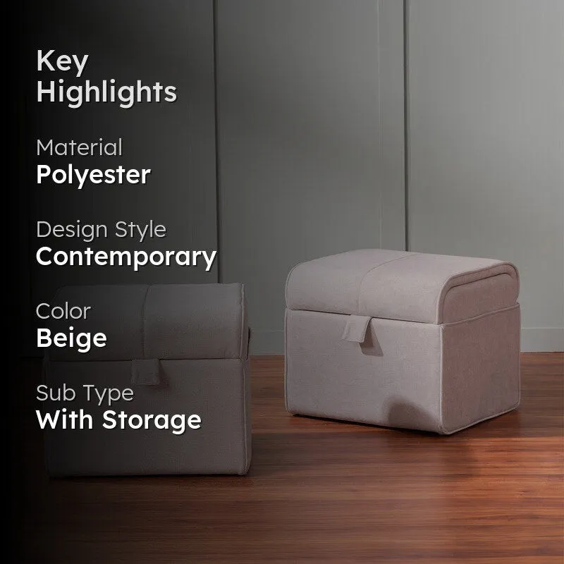 Dotty Polyster Ottomans (Beige) - Set Of Two media 2
