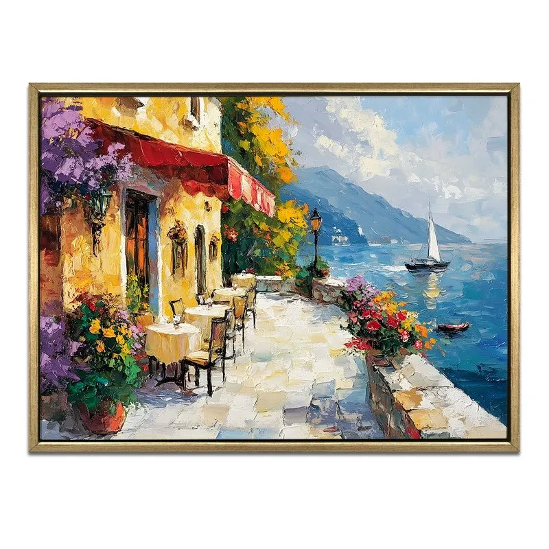 Sidewalk Cafe Canvas Wall Painting With Frame media 3