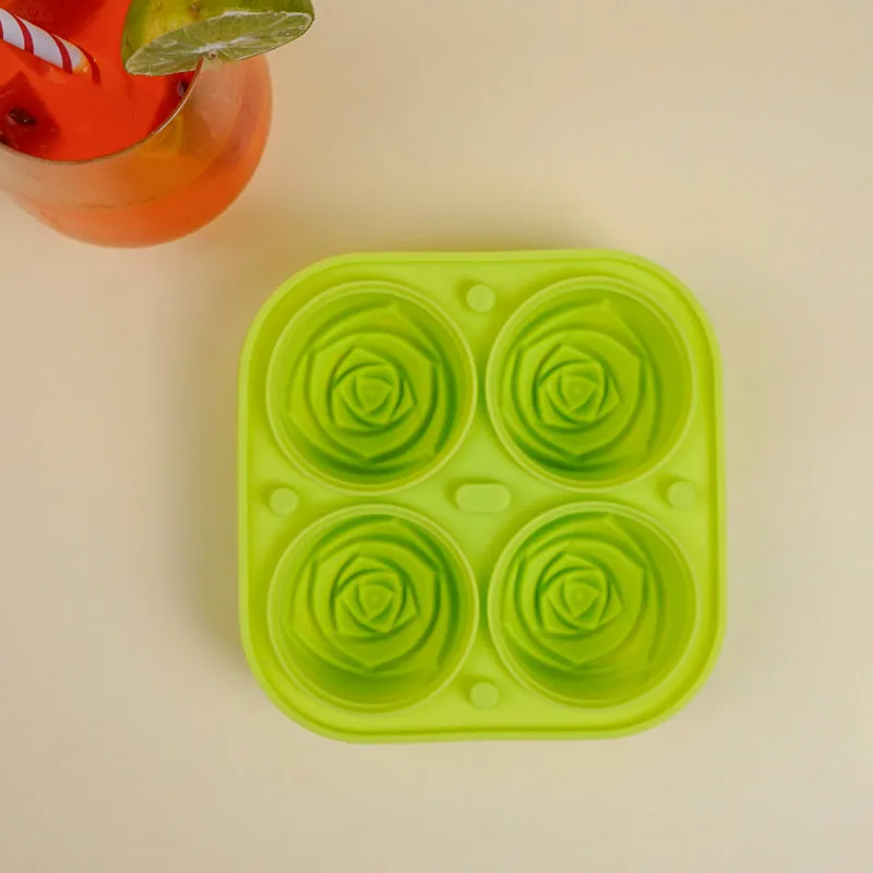 Rose Silicone 4-Cube Ice Mould - Green media 3