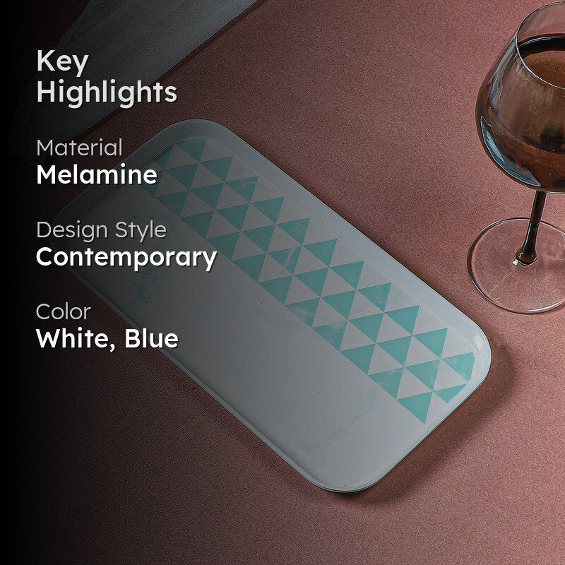 Mivono Big Serving Tray - Blue & White media 2
