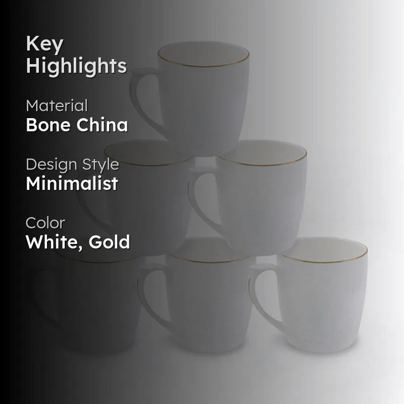 Andiera Bone China Tea Cup (175 mL Each) -  Set of Six media 2