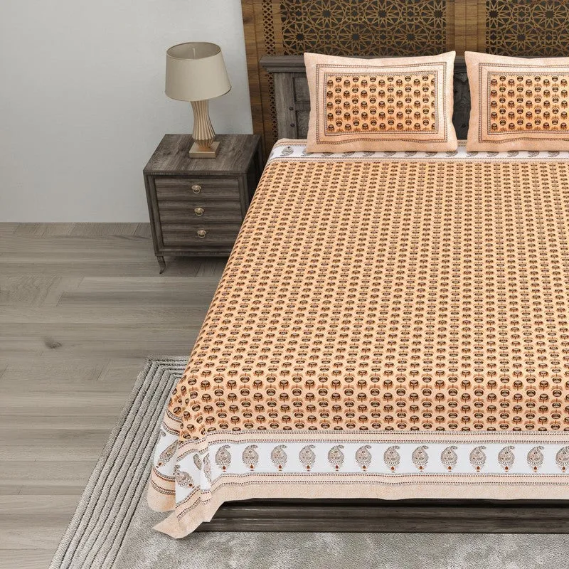 Floriya Cotton Bedsheet (Rust,Brown) - 240 TC media 3