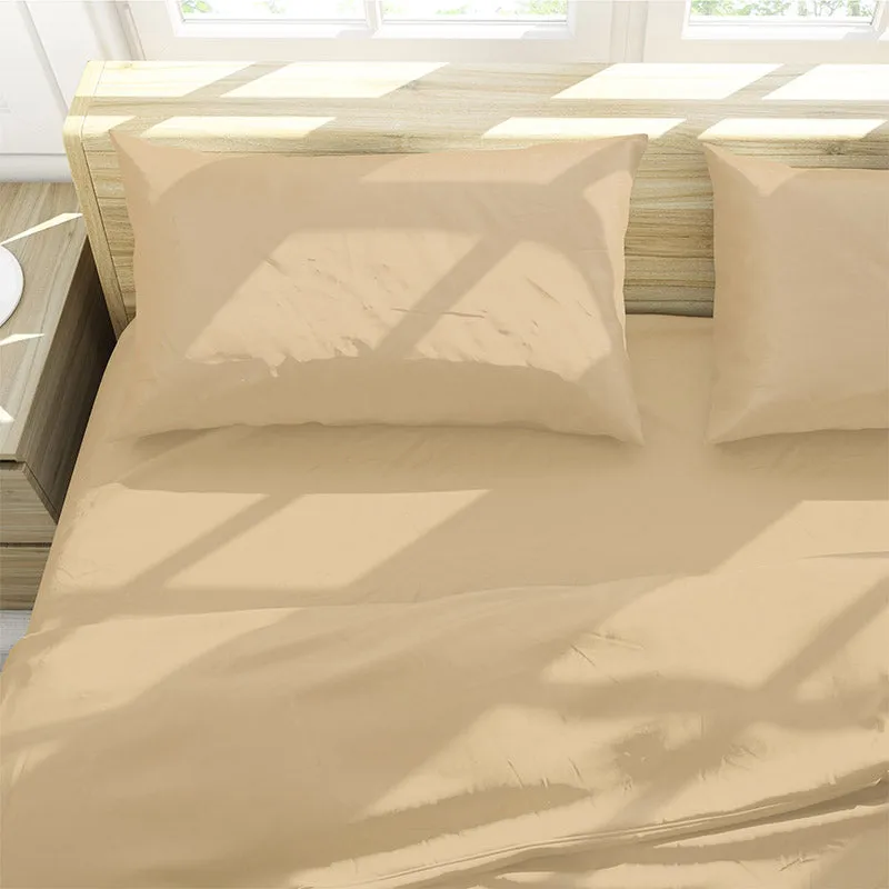Solid Comfort Percale Solid Cotton Bedsheet (Beige) - 200 TC media 3